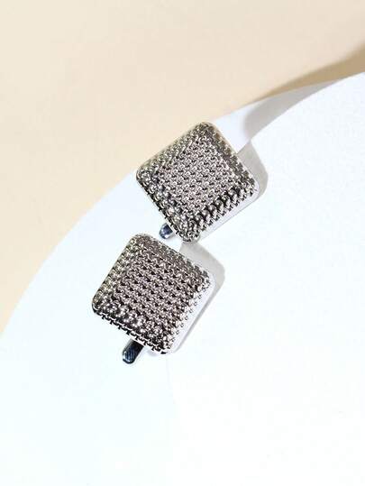 1 Pair Minimalist Copper Square Wave Cufflinks, French Shirt Accessories For Men
