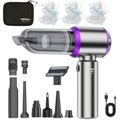 SUITU 13500Pa Cordless Car Vacuum Cleaner - Car Accessories Compact Handheld Home Vacuum Equipped With Brushless Motor, 4-In-1 Rechargeable Design, Adjustable Suction Power, Dual-Function Blow/Suck. Powerful Portable Vacuum Includes Multiple Attachments, 11.1V 2000mah Lithium-Ion Batteries. Mini Vacuum Ideal For Car Interiors, Home, Office, Computer Desks, And Pet Care. Cleaning Tool, Gift