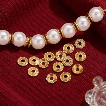 20Pcs 6MM Stainless Steel Gold Flower Bead Caps End Spacer Beads Charms Bead For Jewelry Making Supplies Findings Wholesale