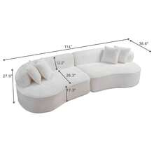 Modern Curved Sectional Sofa Cloud Modular Couch Boneless Couch Cream Boucle Upholstery, 114" L X 36.6" W X 27.9" H, No Assembly Required Contemporary Living Room Furniture | No-Assembly, Curved Boneless Sofa - 白色 - 查看 3