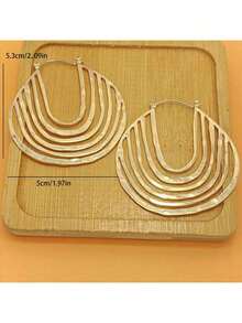1 Pair Exaggerated Retro Geometric U-Shaped Earrings, Unique Personalized Ear Accessories - Ancient Bronze - View 11