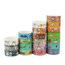 Rolls Cute Animals Washi Tape Set, Gold Silver Foil Cartoon Pets Decorative Tape For Bullet Journal, Planner, DIY Arts Crafts, ScrapbooFKing, Holiday Decoration - 多色 - 查看 5