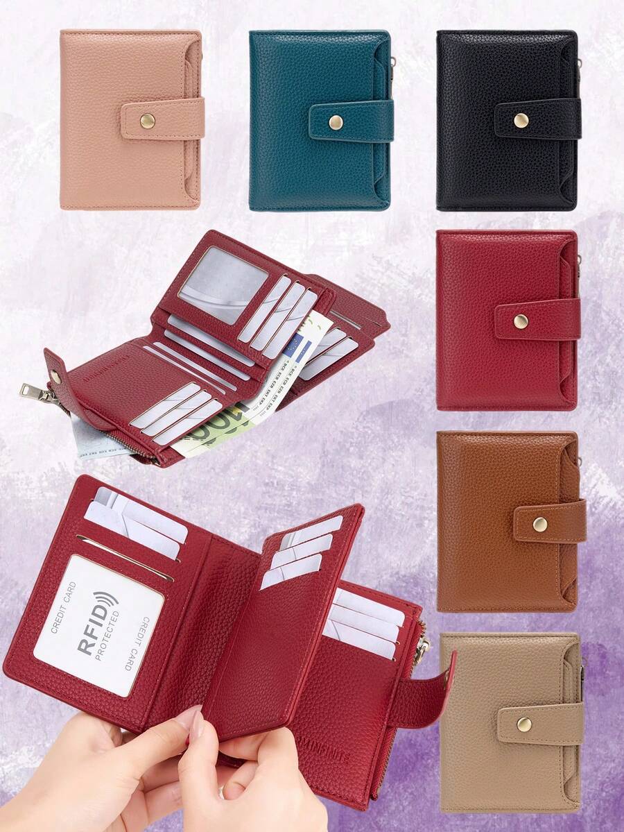 High Capacity RFID Waterproof PU Leather Wallet Card Holder, Essential For Travel