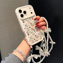 新款创意蝴蝶结挂绳腕带手机壳，兼容苹果 17 Pro Max/16/15/14/13/11/14 Pro Max、XR、15、15 Pro、15 Pro Max、16、16 Pro、16 Pro Max - 古董白 - 查看 4