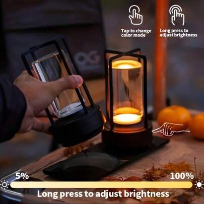 1 قطعة إضاءة ليلية للأجواء، مصباح طاولة رجعي، مصباح مكتب زخرفي مع شحن وتعتيم باللمس، إضاءة مزاجية للغرفة