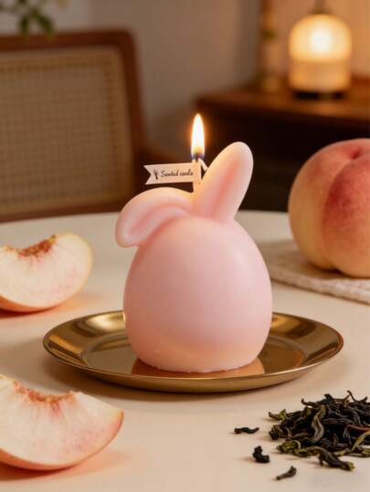 Velas de conejito de Pascua lindas, esculturas de cera de soja con aroma a conejo, adecuadas para decoración del hogar, regalo del Día de la Madre, regalo de Pascua, decoración con fragancia, Melocotón Oolong, Azahar, Lavanda, Decoración floral blanca, Decoración acogedora del dormitorio, Regalo de cumpleaños para la mejor amiga