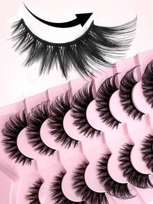 7 Pairs Natural Full Strip Fake Eyelashes, Thick & Fluffy Dramatic Lashes, Charming Eye Makeup, Suitable For Daily, Party And Travel Use - View 2