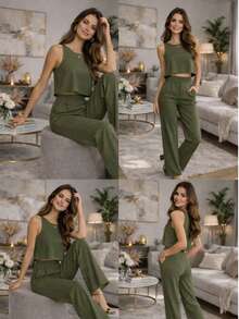 Casual Elegant Linen Home - 軍綠色 - 查看 2