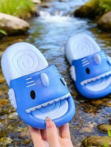 Kids Cartoon Shark Soft Bottom Comfortable Indoor Slippers For Boys - Blue - View 4