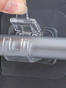 1/2/4pcs PC Material Transparent Curtain Rod Hooks, Curtain Rod Clips Brackets, No Drill Adhesive Hooks, Expandable Tension Rod Curtain Clips - Clear - View 2