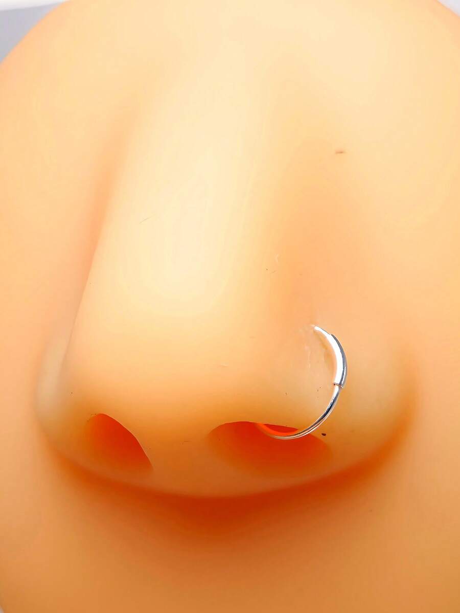 1件925纯银扭纹鼻环鼻钉耳骨耳廓穿刺饰品，22G 8毫米 - 白色 - 查看 1