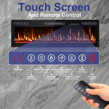 60"Ultra-Thin Silence Linear Electric Fireplace – Recessed & Wall Mounted Fireplace Heater With 12 Adjustable Flame Colors, Remote Control, Log & Crystal Options, 750W/1500W - 60inch - View 3