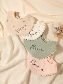 1pc Customized Embroidered Name Baby Bib, Decorative Drool Cloth, Great Gift For Baby Boys And Girls - Multicolor - View 10