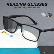 3-Pack Photochromic Reading Glasses High-End Spring Hinges Lightweight For Office And Travel Unisex Quality Eyewear Ideal For Halloween And Christmas Gifts - Black Gray + Black Blue + Black and White - 查看 5