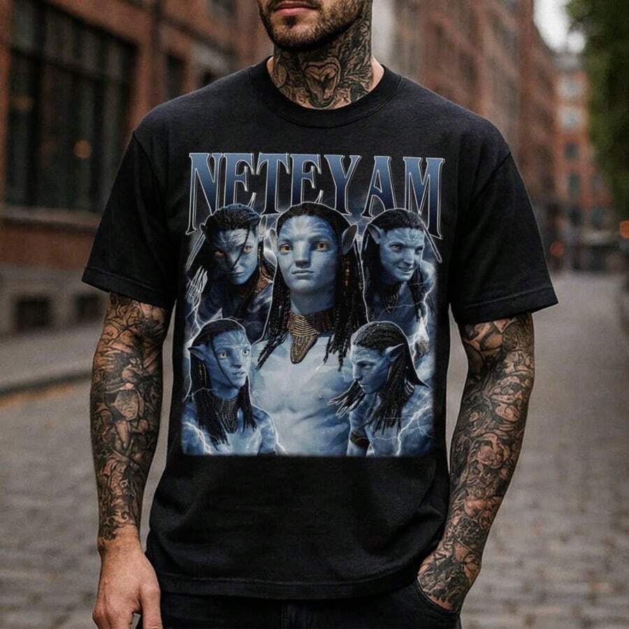 Ava Tar Neytiri 90s Bootleg Shirt, Ava Tar Fire And Ash Homage Movie Shirt - màu đen - Xem 1