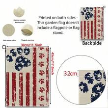 4th, Paw Prints On An American Flag, Garden Flag, 1pc, 12x18 Inches, Faux Linen, Double-Sided Print, Without Flagpole, Outdoor Yard Decoration, Suitable For Home, Lawn, Porch, Cafe, Farmhouse - Multicolor - View 7