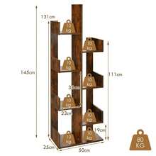 COSTWAY Tree-Shaped Bookshelf With 8 Storage Shelves, Brown - A - View 2