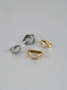 1件钛金CZ铰链式鼻中隔环侧镶锆石耳骨环女士耳廓耳骨穿孔耳环身体饰品 - 如圖 - 查看 6