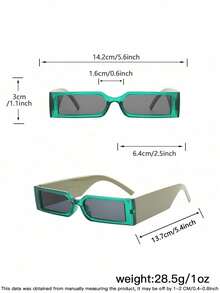 一副女士Y2K绿色聚碳酸酯时尚眼镜，矩形镜框，适合派对佩戴 - 彩色 - 查看 2