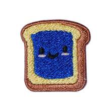 1pc Cute Toast Embroidered Patch, Orange/Blue Color Options, DIY Decor Suitable For Backpacks, Jackets, Hats, Jeans - biru - View 11