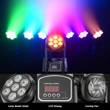 SEBRUANC 105W Moving Head Light, 7LED RGBW 4-In-1 Strobe Effect Light,Sound Activated Auto Play Remote & DMX Control Stage Light For Church Wedding Party Bar Club Live Show Entertainment Stage Lighting - UK Plug(220-240V) - View 6