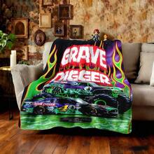 1PC 3D Monster Jam Monster Truck Cartoon Blanket, Edgy Gift For Motorsports Fans, Themed Man Cave Decor, Retro Sci-Fi Party Accent & Race Day Souvenir,Soft Throw Blanket For Home Bedroom Bed Sofa Picnic Travel Office Cover Blanket, Multiple Sizes 50x60 To 60x80 Inches - Nhiều màu 20 - Xem 2
