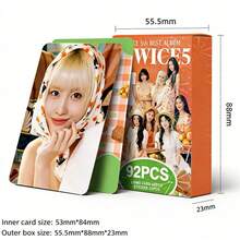 92张（60张照片卡+32张贴纸）TWICE迷你专辑STRATEGY周边KPOP明信片收藏卡，适合展示和收藏，K-Pop周边，盒装装饰卡片套装 - 彩色 - 查看 2