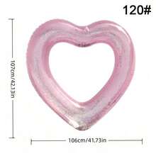 Adult Inflatable Heart-Shaped Swimming Ring, Water Floating Tube, Summer Beach Party Supplies - Dusty Pink - View 7