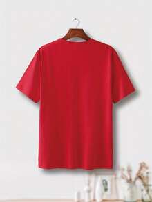 Women's Print Shell T-Shirt - Relaxed Fit Drop Shoulder Top With Soft Pink Shell Design - Breathable Everyday & Beach Shirt - Machine Washable Casual Blouse, Summer Apparel, Playful Graphic Tee Stylish Blouse, Adults - 紅色 - 查看 2