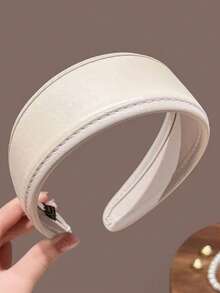 2025新款复古极简主义宽版真皮发箍，女士优雅发箍，可用于洗脸和高冠发型造型，家居美发配饰，发带 - 彩色 - 查看 2