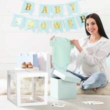 51 Diaper Raffle Tickets With Box For Baby Shower Game Invitations Diaper Raffle Card For Gender Reveal Baby Shower Party Decoration Table Centerpiece(Clear White) - Blue Silver - View 11