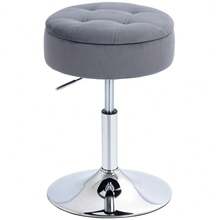 Bar Stool, Bistro Stool With Storage, Swivel Bar Chair, Height-Adjustable Kitchen Stool With Velvet Upholstery, 39 X 39 X 65 Cm, Grey - Black - View 1