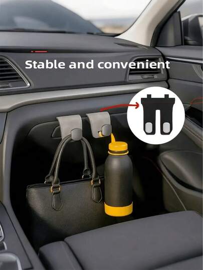 Adjustable Car Glove Box Hook With Soft Padded Holder - Metal Hanging Organizer For Dashboard/Seat, Heavy Duty Front Passenger Side Accessory To Hold Water Bottle, Phone, Wallet - Fits Most Vehicles (No Tools Required)