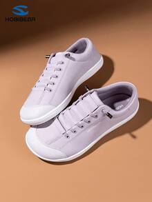 HOBIBEAR 极简宽鞋头赤足鞋，单绑带男女通用，透气舒适户外跑步徒步鞋，PU皮革鞋面（适合小码） - 淡紫色 - 查看 5