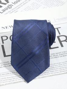 1pc Navy Blue Handmade Necktie, Versatile Minimalist Fashion Accessory - Multicolor - View 7
