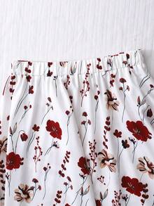 Bộ 2 món gồm áo ba lỗ dệt kim và chân váy ngắn in họa tiết dành cho tuổi teen, mùa xuân/hè. - Đỏ và trắng - Xem 3