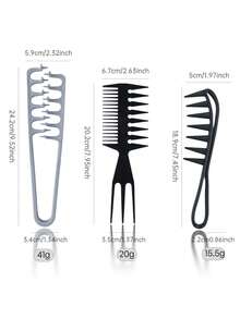 Hair Styling Texturizing Comb Set, Large Teeth Comb For Men's Pompadour, Slicked Back Hairstyle, Volumizing Root Lift, Travel Friendly - Multicolor - View 5
