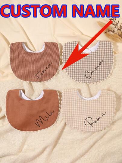 1pc Customized Embroidered Name Baby Bib, Decorative Drool Cloth, Great Gift For Baby Boys And Girls
