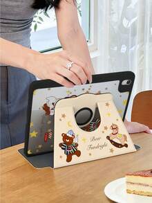 Cartoon Star Bear Pattern Rotating Acrylic Tablet Protective Case, Suitable For 10th/11th Gen And 11-Inch Pro (2021), Supports Auto Wake/Sleep Function, Essential For Office/Study/Entertainment, Non-Magnetic Protective Case. - Multicolor - View 5