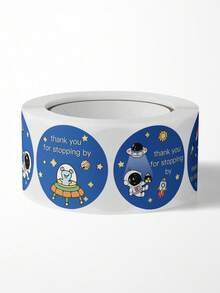 1 Roll Blue Astronaut & Alien Stickers, Non-Curling Self-Adhesive Sticker - Multicolor - View 8