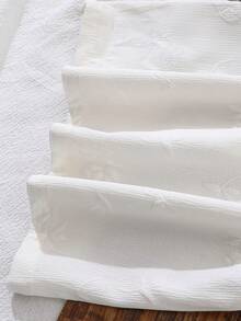 女童玫瑰提花领单排扣荷叶边下摆短袖优雅衬衫 - 白色 - 查看 7