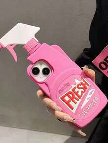 New Unique Funny Hot Girl Perfume Bottle Design Phone Case, Compatible With Iphone 11/12/13/14/15/16/17 Pro/Pro Max, Creative Full Body Shockproof Protective Cover - 粉色 - 查看 4