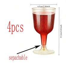 2/1pc 161.6ml Gold Glitter Champagne Cocktail Glass, Suitable For Wedding, Birthday, Bridal, Graduation Party, Reusable - Clear - View 20