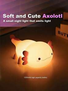 Cute Mexican Axolotl Night Light - USB Rechargeable LED Lamp, Touch Dimming, Color-Changing Axolotl Design, Soft Light, Suitable For Bedroom And Office Decor - Perfect Gift For Birthday, Christmas And Holiday Season, Room Decor, Bedroom Decor. - Multicolor - View 7