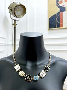 1pc Fashionable Personalized Enamel Letter Necklace, Women Jewelry - One Size Fits All and Is Of High Quality. - View 3