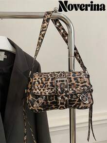 Fashion Contrasting Leopard Print Rivet Decoration Punk Underarm Foreskin Buckle Flip Shoulder Bag, Suitable For Shopping, Wallets, Shopping, Young Women, College Students, Newcomers, White-Collar Workers. They Are Very Suitable For Offices, Universities, Work, Business, Commuting, Outdoor Activities, Travel, And Outings, Fall Winter Fashionable Cheetah Print Purse For Women, New Fall Winter Tiger Print Bag For Women , Leopard Cheetah Print , Punk - 彩色 - 查看 6