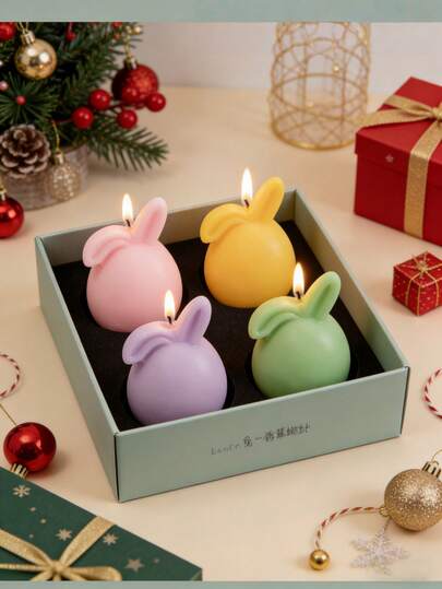 Cute Easter Bunny Candles, Soy Wax Rabbit Sculpture Scented Candles, Suitable For Home Decor, Mother's Day Gift, Easter Gift, Fragrance Decor, White Peach Oolong, Orange Blossom, Lavender Scent, White Floral Decorations, Cozy Bedroom Decor, Best Friend Birthday Gift