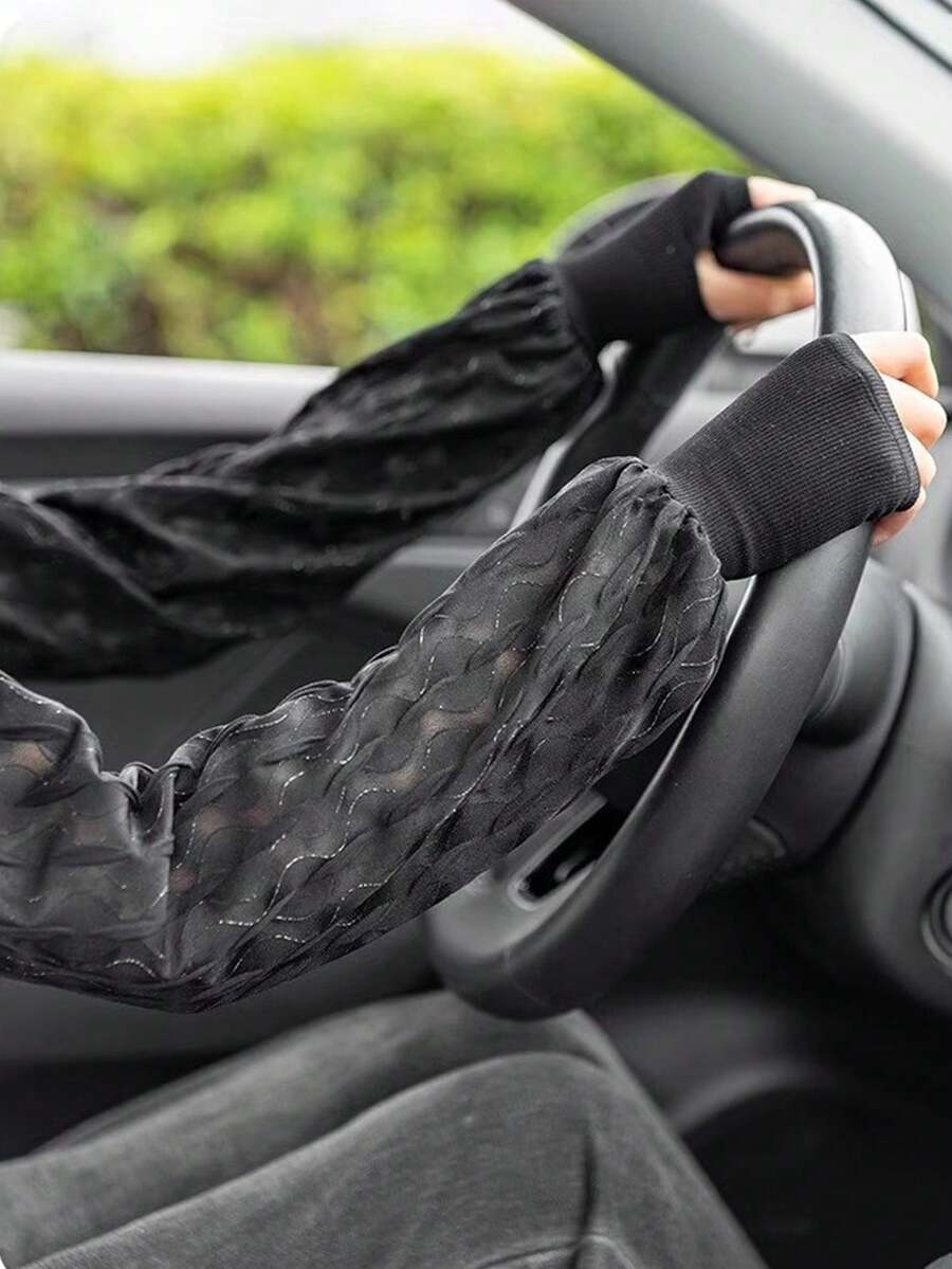 1 par de mangas sueltas y holgadas para protección solar de verano para mujeres, cubiertas para los brazos con protección UV para ciclismo al aire libre - mangas de protección solar - Ver 1