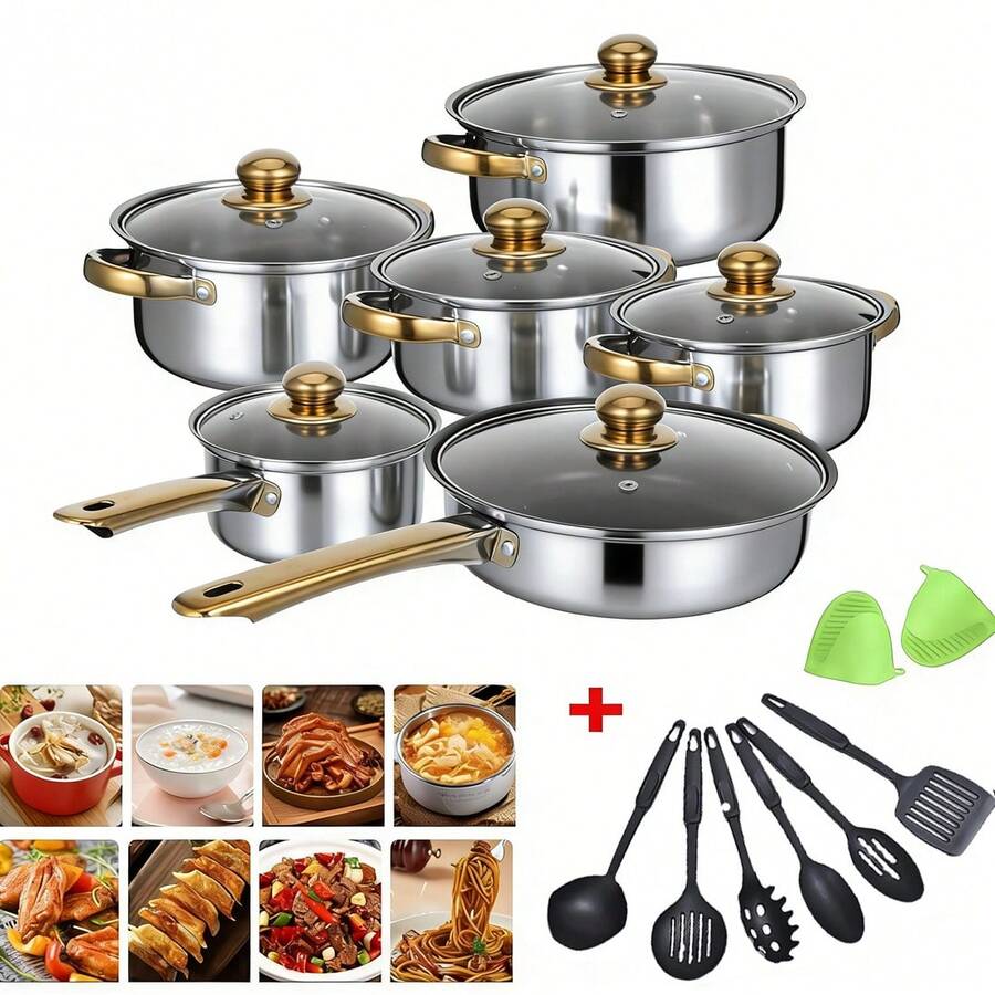 19 PCScookware Set, Including A Non-Stick Saucepan, Frying Pan, And Milk Pan - View 1