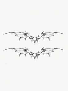 1pc Fashionable Waterproof Y2K Dark Demon Wing Temporary Tattoo, Cyberpunk Mechanical Bat Wing Tattoo Sticker, Waterproof Long-Lasting Collar Chest Tattoo, Cool Edgy Girl One-Time Tattoo Sticker - Black - View 2